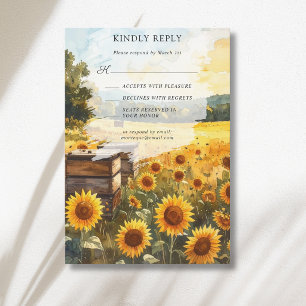 Sonnenblumen-Ernte Bienenstöcke Land Herbst-Hochze RSVP Karte