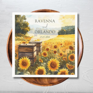 Sonnenblumen-Ernte Bienenstöcke Land Herbst-Hochze Serviette