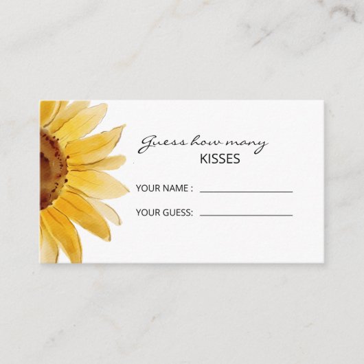Sonnenblumen erraten, wie viele Küsse Bridgame Begleitkarte (Vorderseite)