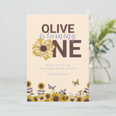 Sonnenblumen erste Geburtstagsparty Einladung (Stehend Vorderseite)