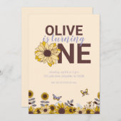 Sonnenblumen erste Geburtstagsparty Einladung (Vorne/Hinten)