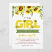 Sonnenblumen Es ist eine Mädchen-Baby-Dusche Einla Einladung (Vorne/Hinten)