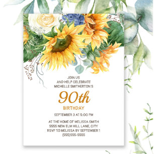 Sonnenblumen Eukalyptus 90. Geburtstag Postkarte