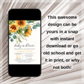 Sonnenblumen & Eukalyptus Baby Dusche Einladung