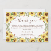 Sonnenblumen Eukalyptus Beerdigung Vielen Dank Karte (Vorderseite)