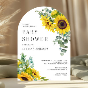 Sonnenblumen Eukalyptus Blätter Arch Baby Dusche Einladung