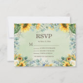 Sonnenblumen Eukalyptus-Blätter Hochzeit-RSVP-Kart RSVP Karte (Vorderseite)