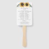 Sonnenblumen-Eukalyptus-Blätter Hochzeitsprogramm Fächer (Rückseite)