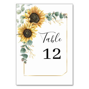 Sonnenblumen-Eukalyptus-Blumen-Tischnummer individ Tischnummer