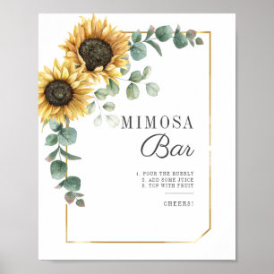 Sonnenblumen-Eukalyptus-Brautparty-Mimosa-Bar-Schi Poster