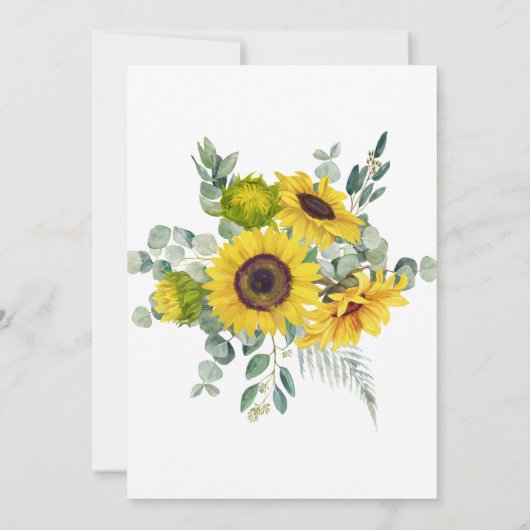 Sonnenblumen Eukalyptus Feiern wir Empfang Einladung (Rückseite)