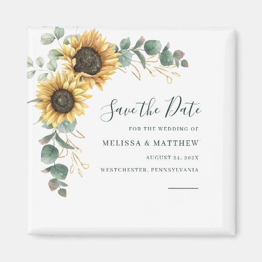Sonnenblumen Eukalyptus Floral Save The Date Magnet (Vorne)