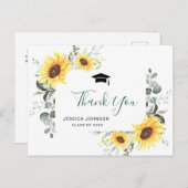 Sonnenblumen Eukalyptus FOTO Abschluss Vielen Dank Ankündigungspostkarte (Vorne/Hinten)