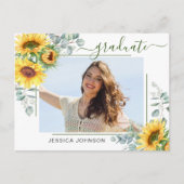 Sonnenblumen Eukalyptus FOTO Graduation Party Ankündigungspostkarte (Vorderseite)