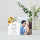 Sonnenblumen Eukalyptus-FOTO Hochzeit Speichern Si Postkarte (Stehend Vorderseite)
