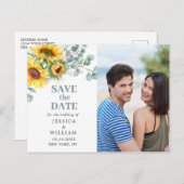 Sonnenblumen Eukalyptus-FOTO Hochzeit Speichern Si Postkarte (Vorne/Hinten)