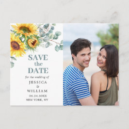 Sonnenblumen Eukalyptus-FOTO Hochzeit Speichern Si Postkarte