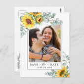 Sonnenblumen Eukalyptus-FOTO Hochzeit Speichern Si Postkarte (Vorne/Hinten)