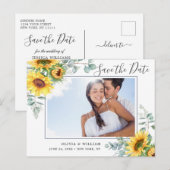 Sonnenblumen Eukalyptus-FOTO Hochzeit Speichern Si Postkarte (Vorne/Hinten)