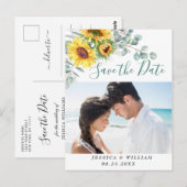 Sonnenblumen Eukalyptus-FOTO Hochzeit Speichern Si Postkarte (Vorne/Hinten)