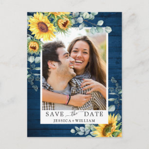 Sonnenblumen-Eukalyptus-FOTO Hochzeit Termin vorme Postkarte