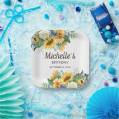 Sonnenblumen Eukalyptus Geburtsdatum Pappteller (Party)