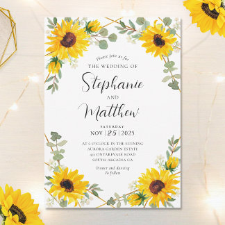 Sonnenblumen Eukalyptus Geometric Botanical Weddin Einladung