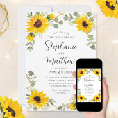 Sonnenblumen Eukalyptus Geometric Botanical Weddin Einladung