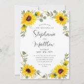 Sonnenblumen Eukalyptus Geometric Botanical Weddin Einladung (Vorderseite)