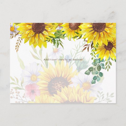 Sonnenblumen Eukalyptus Greenerity Wedding RETT DA Postkarte (Rückseite)