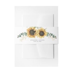 Sonnenblumen-Eukalyptus-Grün-Hochzeit Einladungsbanderole