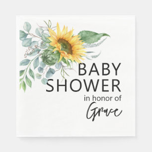 Sonnenblumen-Eukalyptus-Grüner-Baby-Party Serviette