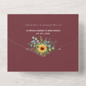 Sonnenblumen Eukalyptus Grünwein Rote Hochzeit All In One Einladung (Rückseite)