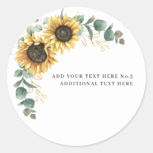 Sonnenblumen-Eukalyptus-Grünzeug für Lehrer Runder Aufkleber
