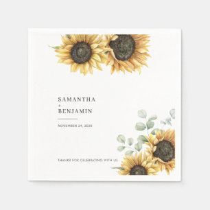 Sonnenblumen-Eukalyptus-Grünzeug-Hochzeit Serviette