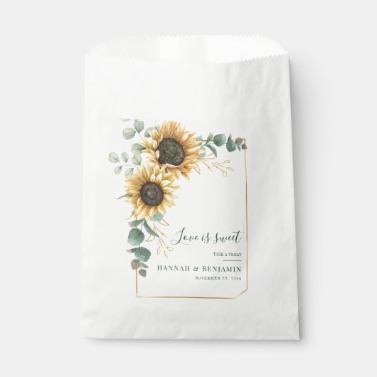 Sonnenblumen-Eukalyptus-Hochzeit mit Blumen Geschenktütchen (Vorderseite)