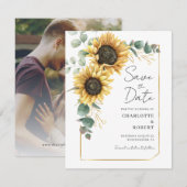 Sonnenblumen-Eukalyptus-Hochzeit Save The Date (Vorne/Hinten)