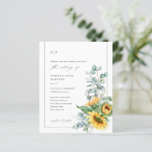Sonnenblumen-Eukalyptus-Hochzeitseinladung zum gün
