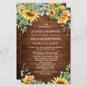 Sonnenblumen Eukalyptus Hochzeitsprogramm (Vorne/Hinten)