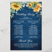 Sonnenblumen Eukalyptus Hochzeitsprogramm (Rückseite)