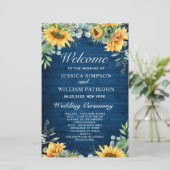 Sonnenblumen Eukalyptus Hochzeitsprogramm (Stehend Vorderseite)