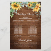 Sonnenblumen Eukalyptus Hochzeitsprogramm (Rückseite)