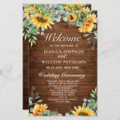 Sonnenblumen Eukalyptus Hochzeitsprogramm (Vorne/Hinten)