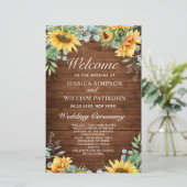 Sonnenblumen Eukalyptus Hochzeitsprogramm (Stehend Vorderseite)