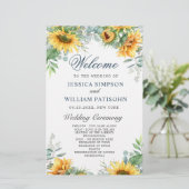 Sonnenblumen Eukalyptus Hochzeitsprogramm (Stehend Vorderseite)