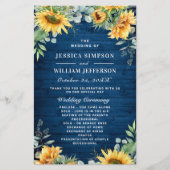 Sonnenblumen Eukalyptus Hochzeitsprogramm (Vorderseite)