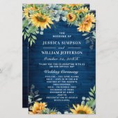 Sonnenblumen Eukalyptus Hochzeitsprogramm (Vorne/Hinten)