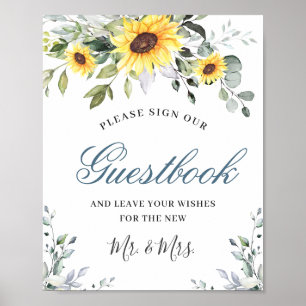 Sonnenblumen Eukalyptus Hochzeitsschild Unser Gäst Poster