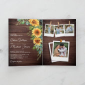 Sonnenblumen Eukalyptus Holz QR-Code Hochzeit Einladung (Innenseite)