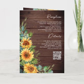 Sonnenblumen Eukalyptus Holz QR-Code Hochzeit Einladung (Rückseite)